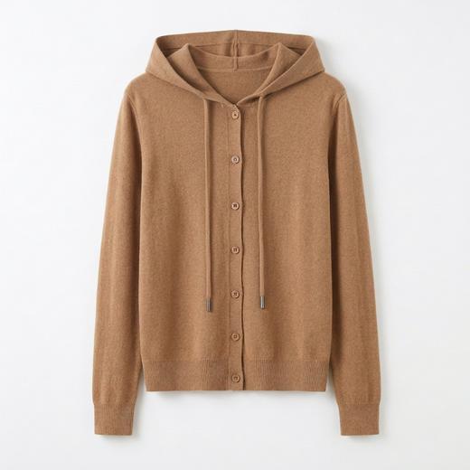 一眼心动~6A级白厂丝羊 毛连帽开衫女百搭卫衣上衣YM260583 商品图3