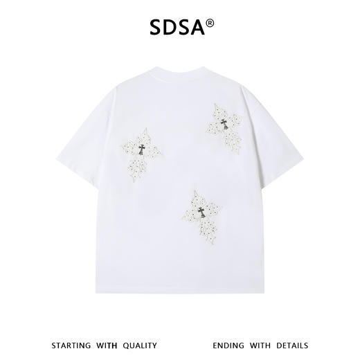 SDSA男装2026新款轻奢潮牌十字架刺绣字母设计圆领短袖T恤百搭 商品图1