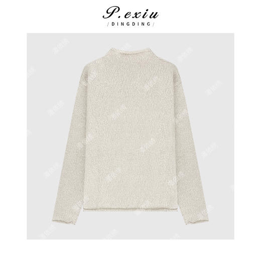 04-2潘依绣丁丁宠粉 马海毛羊毛自然卷边宽松圆领长袖针织上衣Q41549 商品图1