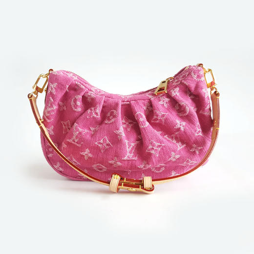【99新】LV路易威登Pochette Valley手袋M28327粉色Pochette Valley丹宁牛仔豌豆包单肩包女士310326NJS04 商品图4