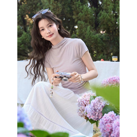 鹿向南【0407/00:00新品】紫色T恤 商品图3