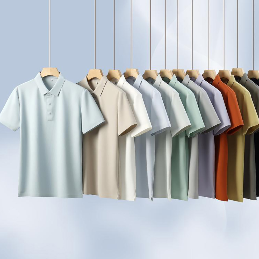 190G新华夫格无缝科技纯色二级贴胶布领短袖（四合扣）  ZT-998#