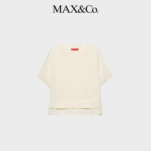 Maxc@假两件亚麻针织T恤。雾霾蓝色/米白/驼色。自己备注号码颜色 商品图7