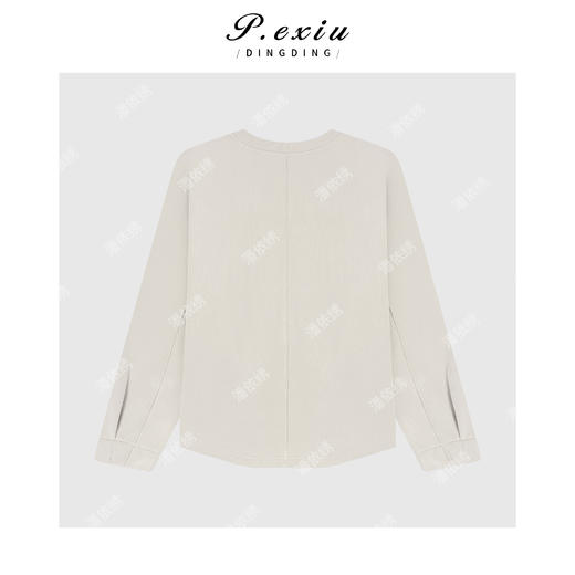 04-2潘依绣丁丁宠粉斜纹肌理感加厚加密磨绒侧开叉长袖卫衣 W-63582 商品图2