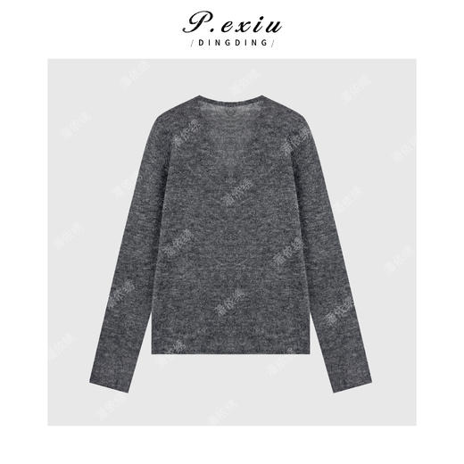 04-2潘依绣丁丁宠粉羊驼毛羊毛休闲百搭软糯V领长袖针织开衫Q25976 商品图1