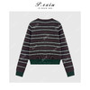 04-2潘依绣丁丁宠粉 100%羊毛复古假两件撞色条纹减龄V领长袖针织开衫Ss061 商品缩略图2
