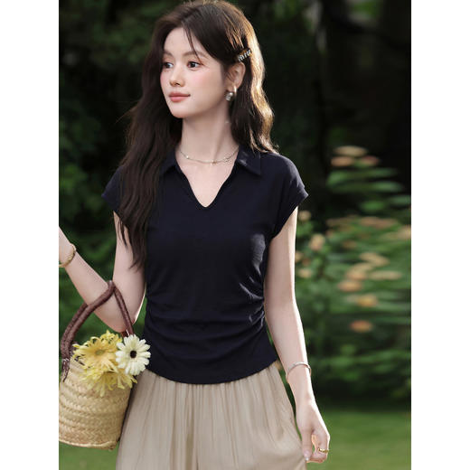 鹿向南【0407/00:00新品】藏蓝色T恤 商品图1