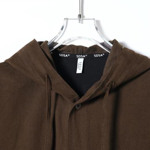 SDSA男装2026新款高贵轻奢简约纯色下摆拼接纽扣连帽长袖衬衫百搭 商品图2