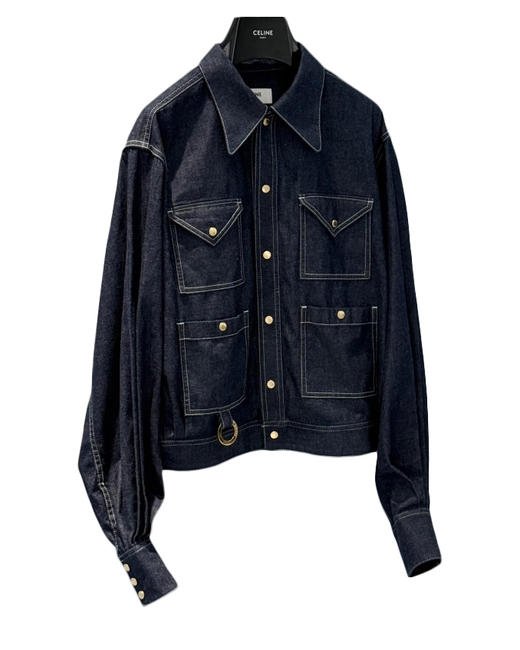 女款金扣泡泡袖牛仔外套la008 商品图0