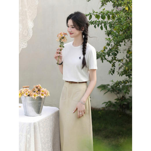 鹿向南【0407/00:00新品前1小时7折限100件】78%莱赛尔19%羊毛T恤 商品图2
