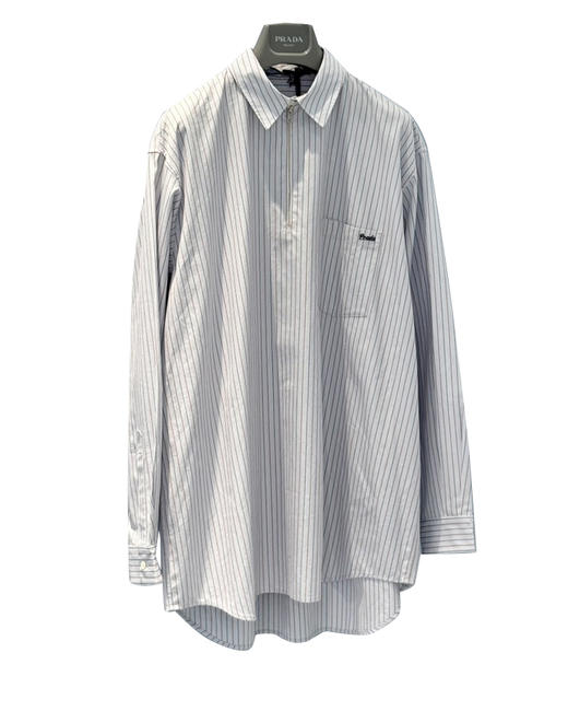 女款半拉链条纹长袖衬衫la020 商品图0