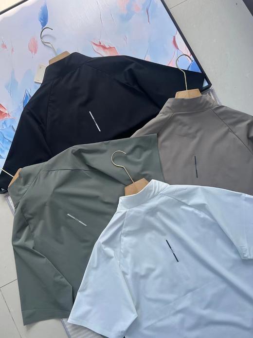 F040525无痕全压胶立领速干户外半拉链口带运动速干T恤短袖 商品图2