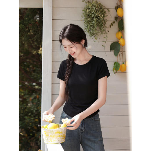 鹿向南【0407/00:00新品】黑色T恤 商品图1