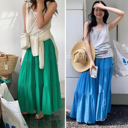 【棉麻半身裙女】夏季新款 遮胯显瘦飘逸拖地长裙 超大裙摆日系文艺  商品图1