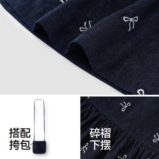 商场同款|森马牛仔连衣裙女夏蝴蝶结刺绣2026新款俏皮甜酷背心裙 商品图3