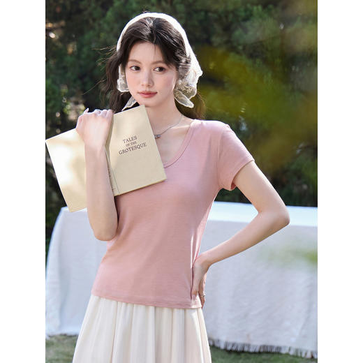 鹿向南【0407/00:00新品】粉色T恤 商品图1