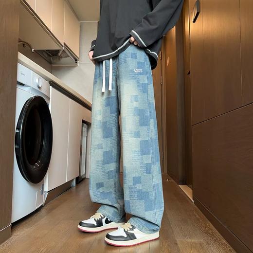 F040517春秋新款情侣款常规款星空纹直筒敞口水洗拖地牛仔裤 商品图2