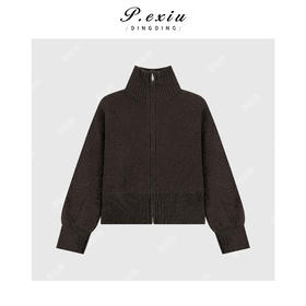 04-2潘依绣丁丁宠粉100%羊毛粗针慵懒感百搭立领长袖针织开衫Q55941