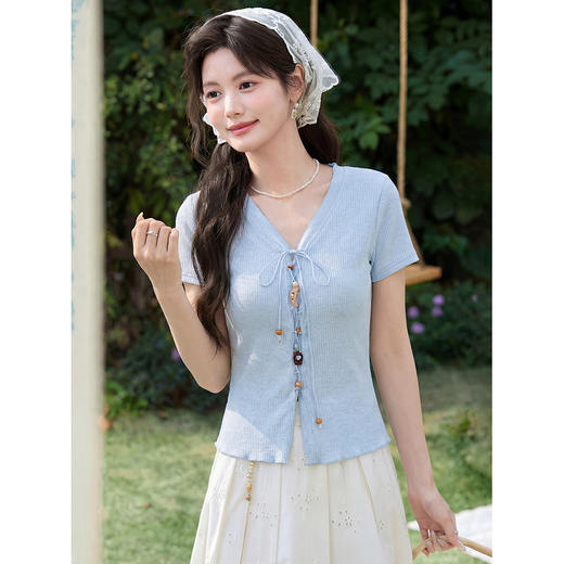 鹿向南【0407/00:00新品】蓝色T恤 商品图3