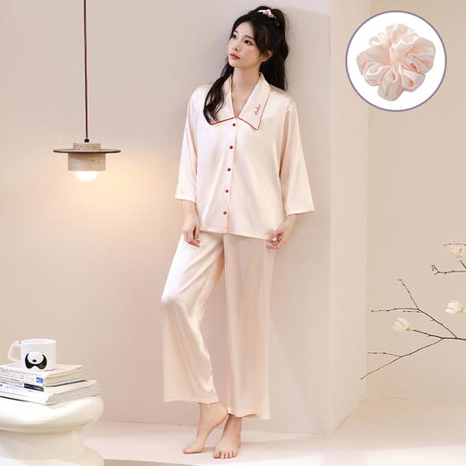 夏季冰丝睡衣 甜美可爱丝滑凉感家居服套装 商品图0