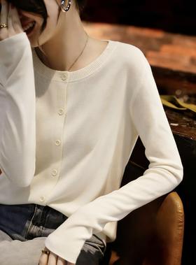 云间白樱~6A级白厂丝 羊毛宽松显瘦圆领上衣外套女