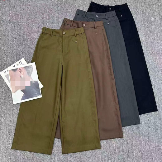 原单新款天丝羊毛混纺九分阔腿直筒裤 商品图5