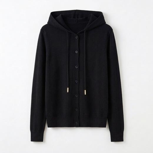 一眼心动~6A级白厂丝羊 毛连帽开衫女百搭卫衣上衣YM260583 商品图2