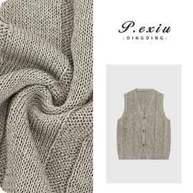 PanYiXiu/潘依绣人丝老钱风复古简约竖条纹针织马甲 C028
