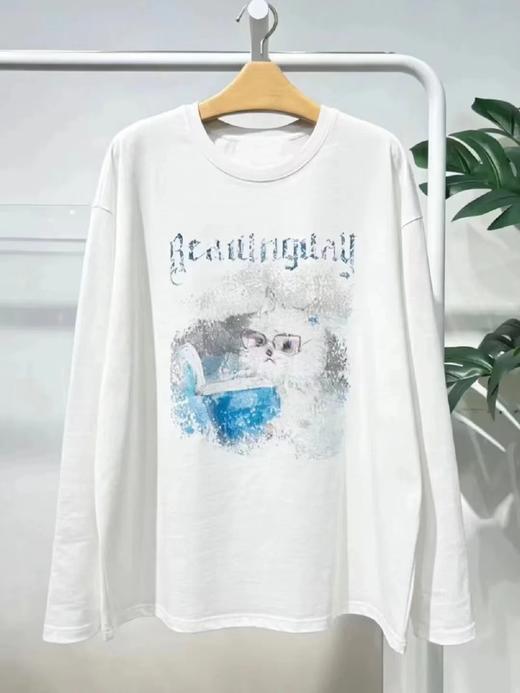 F040503春季新款休闲宽松时尚圆领印花长袖T恤上衣 商品图10