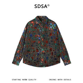 SDSA男士秋冬新款痞帅男装美式复古不规则格子长袖衬衫百搭时尚
