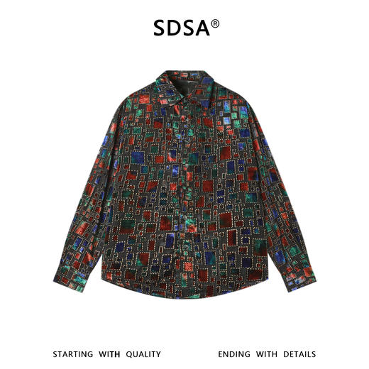 SDSA男士秋冬新款痞帅男装美式复古不规则格子长袖衬衫百搭时尚 商品图0