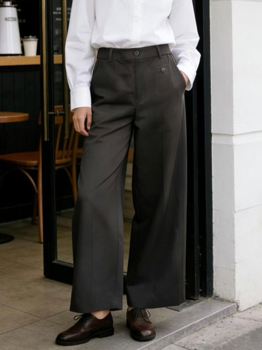 原单新款天丝羊毛混纺九分阔腿直筒裤 商品图4