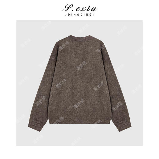 04-2潘依绣丁丁宠粉 羊毛花纱假两件撞色圆领长袖针织上衣W-63465 商品图2