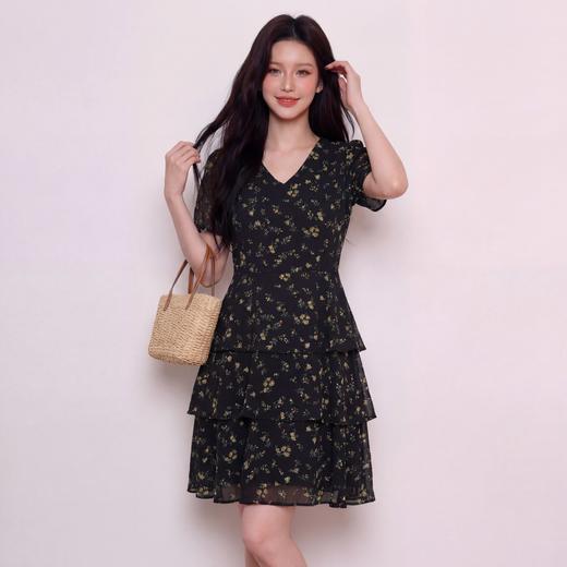 奢姿大码女装2026夏季减龄荷叶边V领连衣裙胖妹妹碎花蛋糕裙子9962860131 商品图4