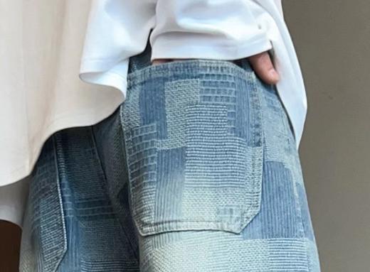 F040517春秋新款情侣款常规款星空纹直筒敞口水洗拖地牛仔裤 商品图6