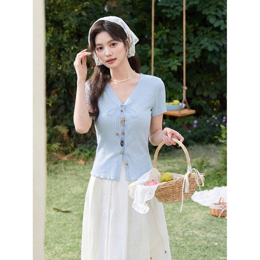 鹿向南【0407/00:00新品】蓝色T恤 商品图0