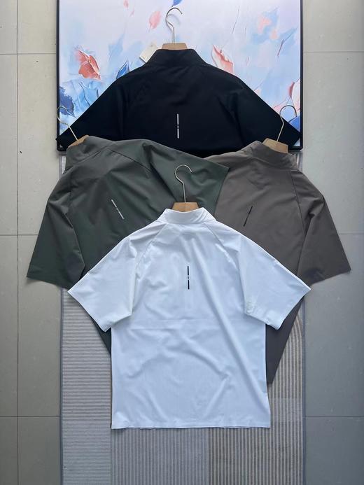 F040525无痕全压胶立领速干户外半拉链口带运动速干T恤短袖 商品图1