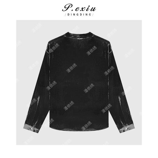 04-2潘依绣丁丁宠粉【质感丝绒】人丝丝绒高级感优雅气质长袖衬衫W-63446 商品图2