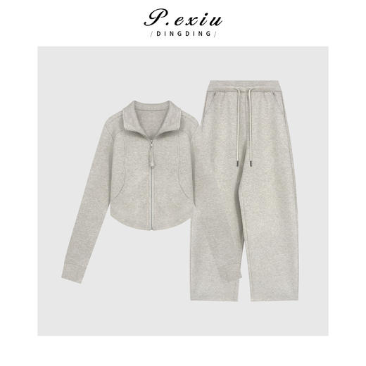 04-2潘依绣丁丁宠粉羊毛莱赛尔高级感百搭显瘦立领外套弯刀裤套装Q16354 商品图0