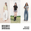 森马T恤女夏季短款荡领分割褶皱修身连肩袖开叉衣服2026新款上衣 商品缩略图3