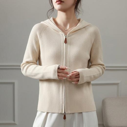 老板娘力荐~6A级白厂丝 羊毛连帽双拉链宽松卫衣外套YM260577 商品图0