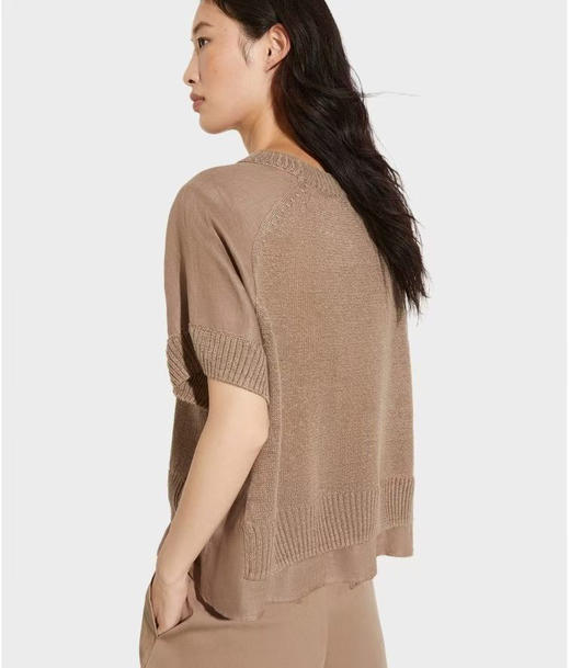 Maxc@假两件亚麻针织T恤。雾霾蓝色/米白/驼色。自己备注号码颜色 商品图8