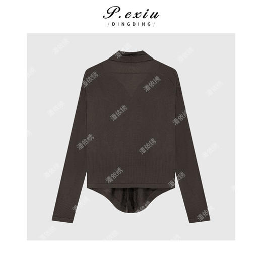 04-2潘依绣丁丁宠粉 丝光绵羊毛设计感气质V领针织长袖上衣 ZZ1056 商品图2