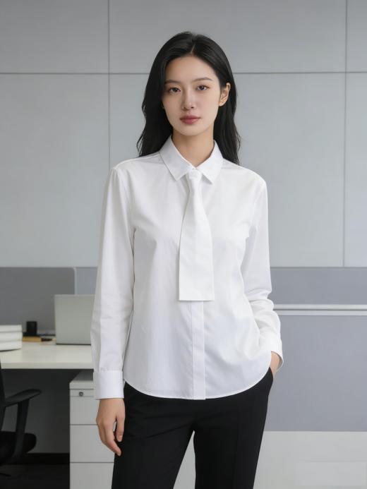 G2000女装SS26商场新款【BLACK】【免烫防皱/精纺全棉】修身长袖衬衫61923033 商品图1