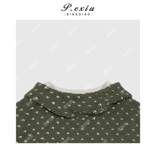 04-2潘依绣丁丁宠粉韩系减龄时髦提花摇粒绒连帽松弛感无袖卫衣Q71644 商品图2