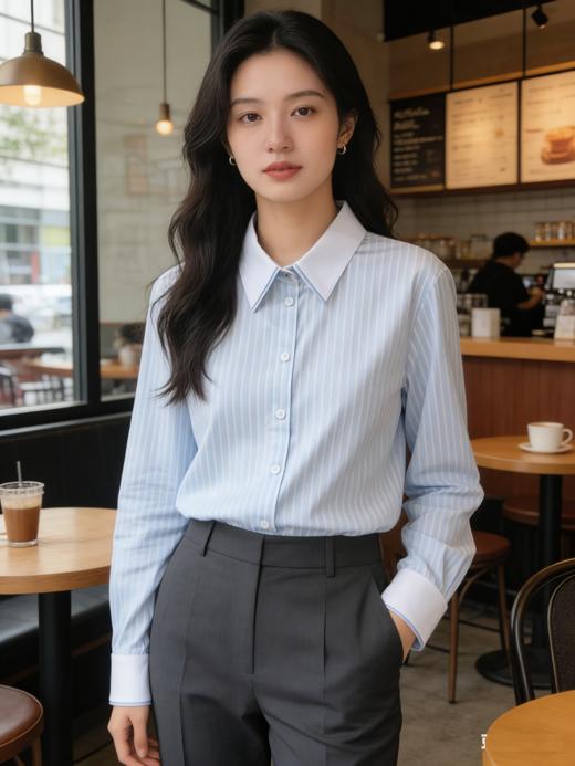 G2000女装SS26商场新款柔感莫代尔混纺修身剪裁长袖衬衫61221023 商品图2