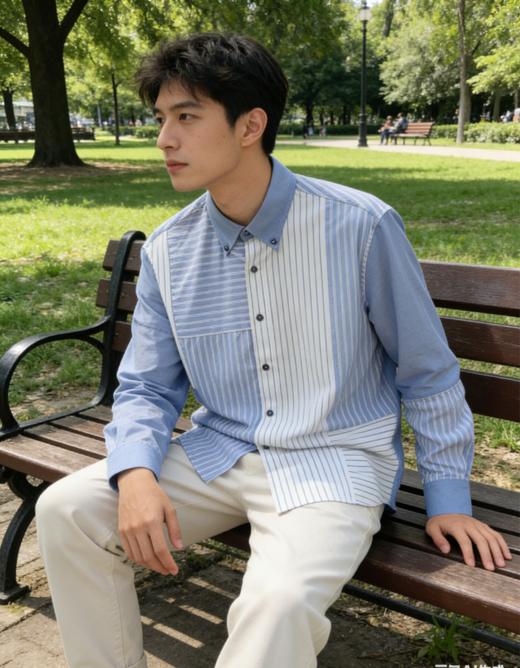 G2000男装SS26商场新款【100%棉】牛津纺拼色休闲衬衫61120964 商品图2