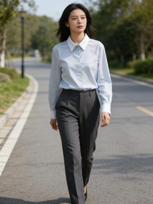 G2000女装SS26商场新款柔感莫代尔混纺修身剪裁长袖衬衫61221023 商品图1