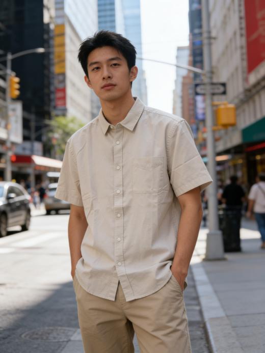 佐丹奴男装立领莱赛尔混纺短袖衬衫01046251 商品图2