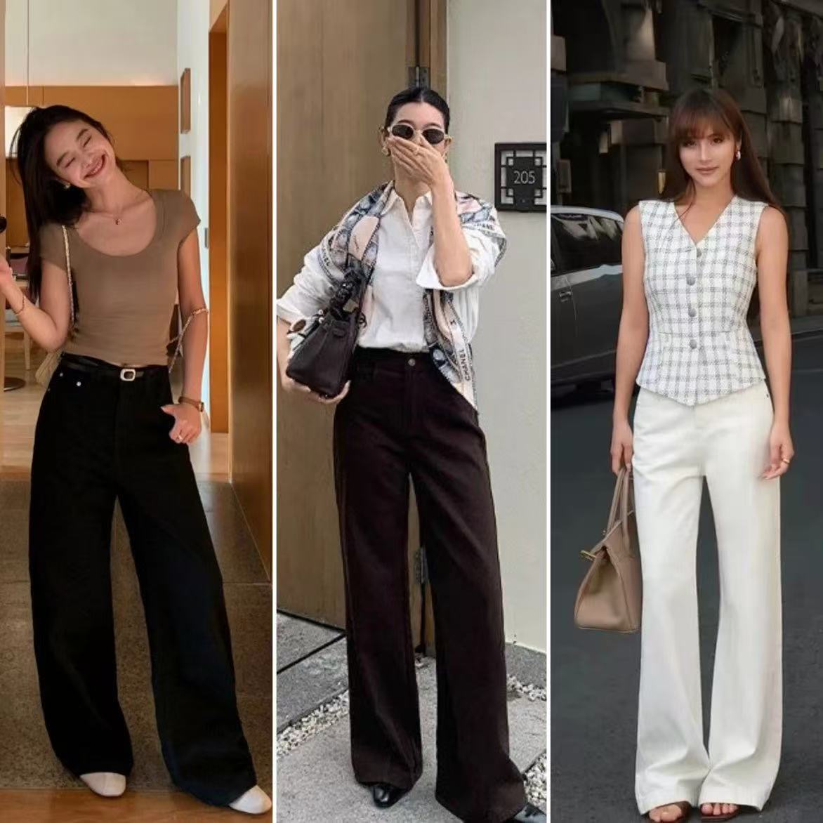 直发【68905】100%棉 气质窄版高腰直筒牛仔裤